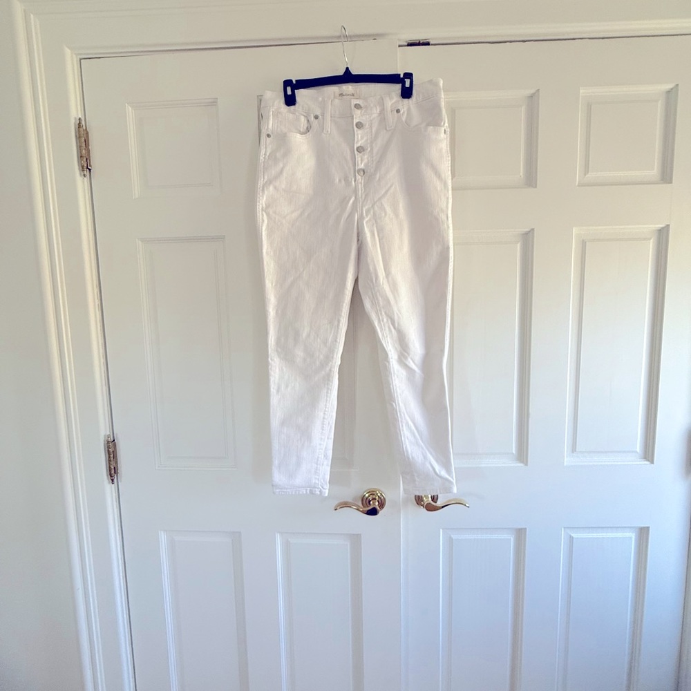 Madewell white high rise skinny cropped jeans